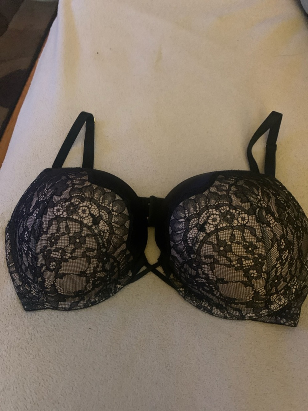 Victoria Secret Lace Overlay Push-Up Bra - Black